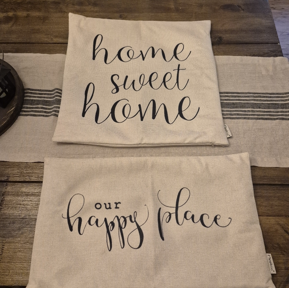 Decorative Pillow Covers with Script Text
